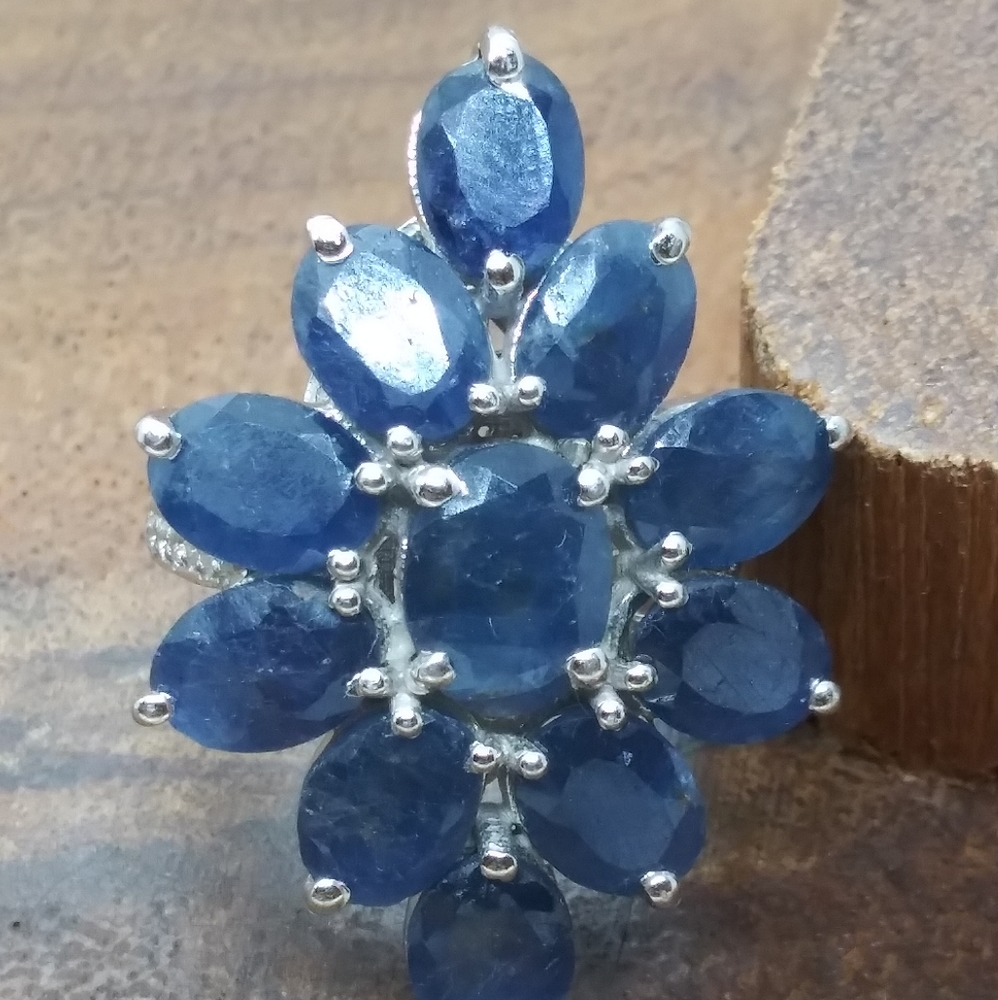 Genuine Raw Sapphire 8.45ct Cocktail Ring Sz 5 - Picture 7 of 13